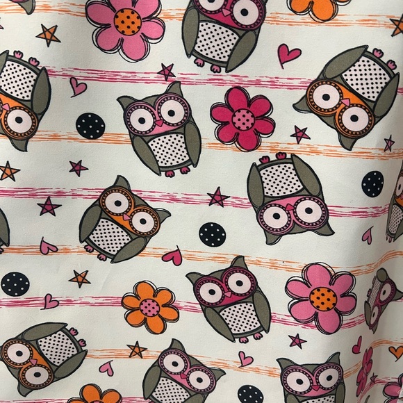 Playful Pink and Purple Owl Print Short Sleeve Tee - Picture 3 of 4